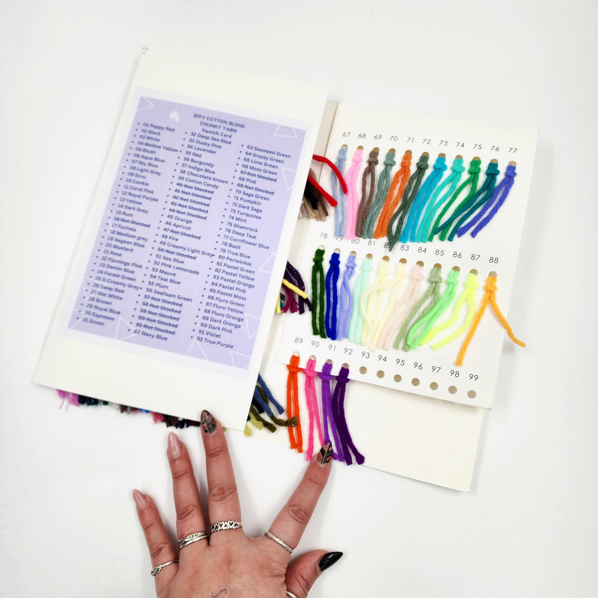 Shade Card for EFFY Acrylic & Cotton Yarn - 200gm Cakes