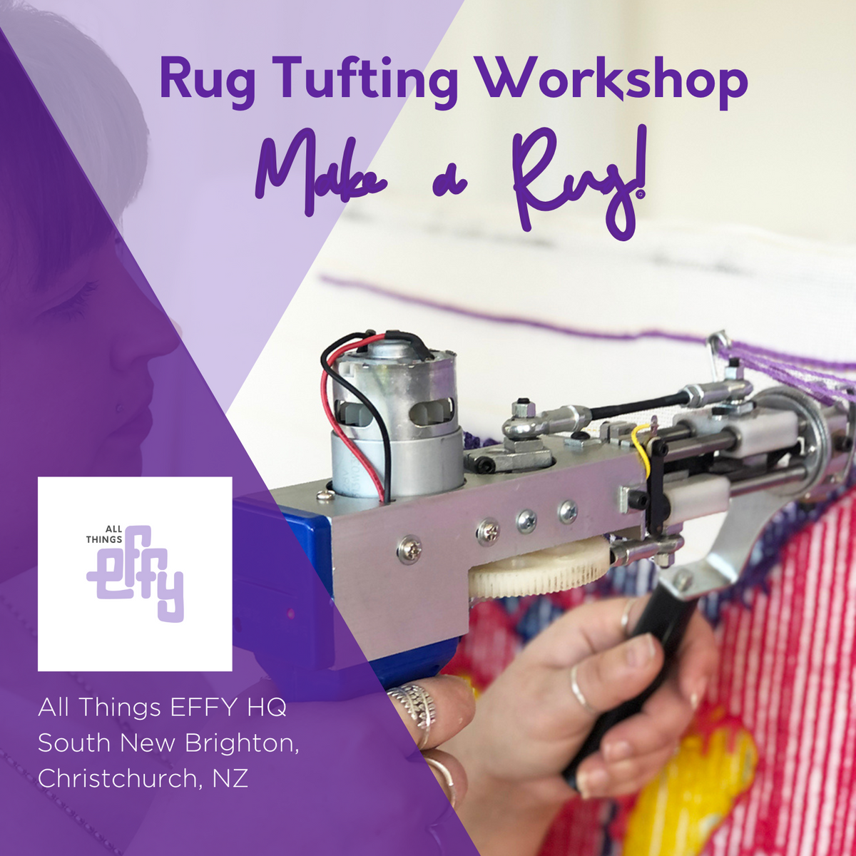 “Christchurch Rug Tufting Workshop – Abbreviated Beginner Session ($200, Sept–Nov 2025 Dates)