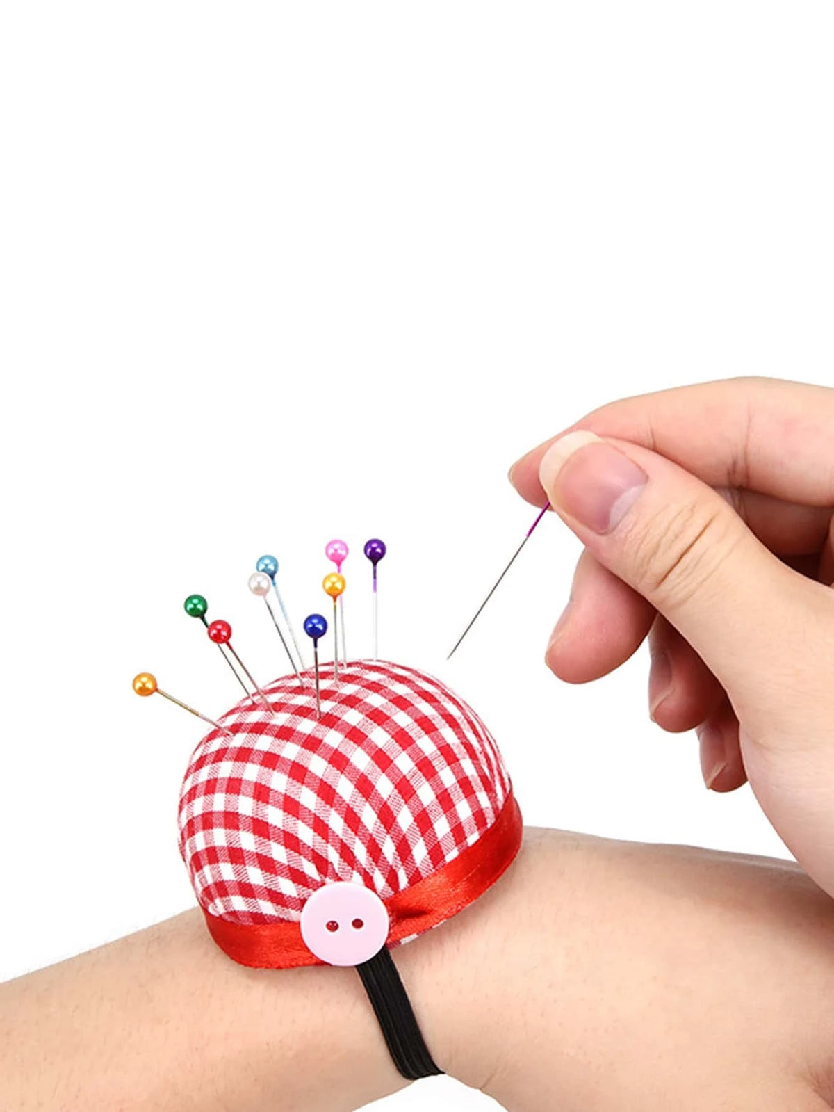 Gingham Pattern Wrist Pin Cushion