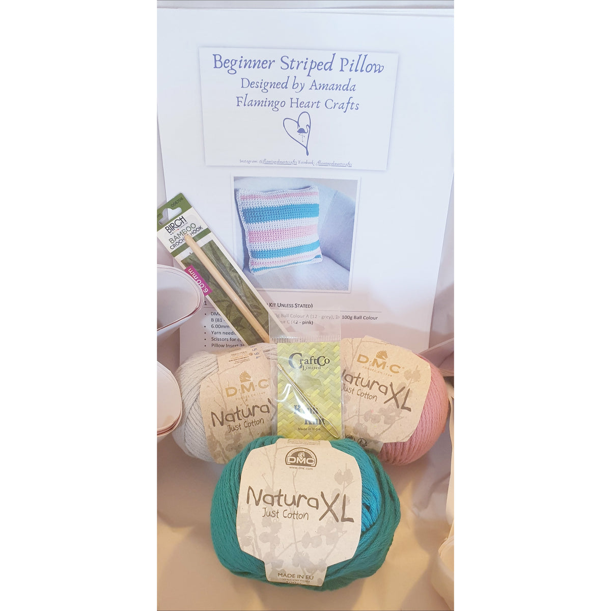 Learn to Crochet Kit by Flamingo Heart Crafts - Punch Needle Supplies NZ