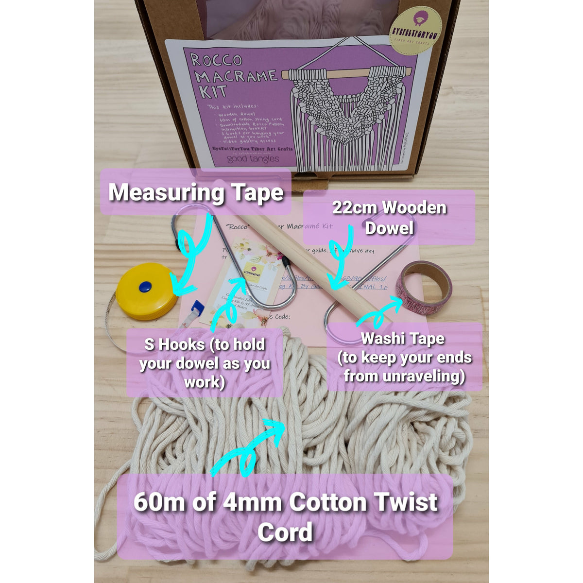 Beginner "Rocco" Macrame Kit by Good Tangles - Punch Needle Supplies NZ