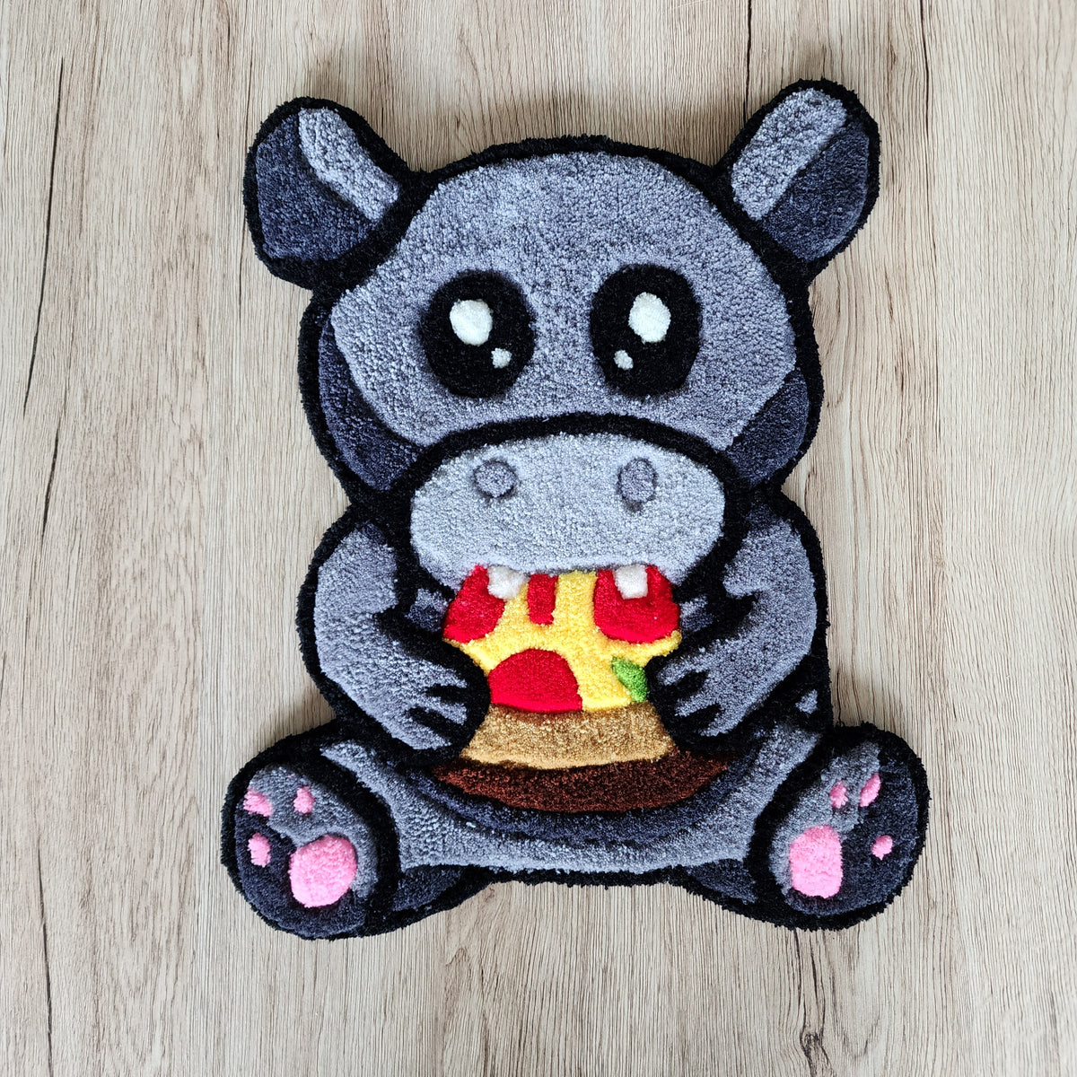 Hippo Eating Pizza Rug