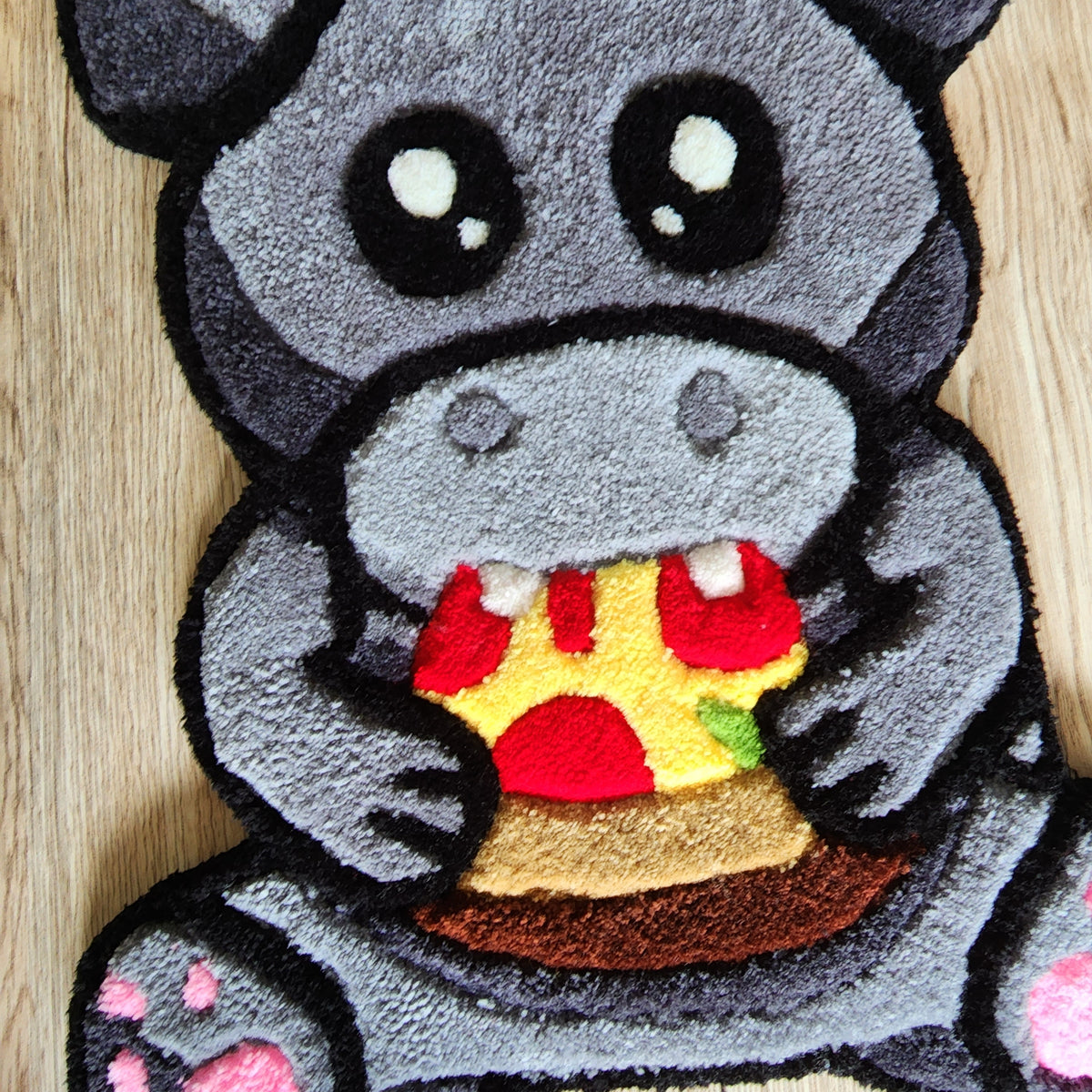 Hippo Eating Pizza Rug