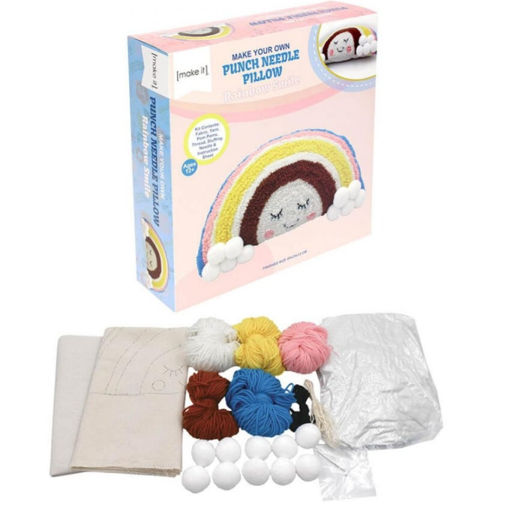 Birch Diy punch needle pillow kit - Rainbow
