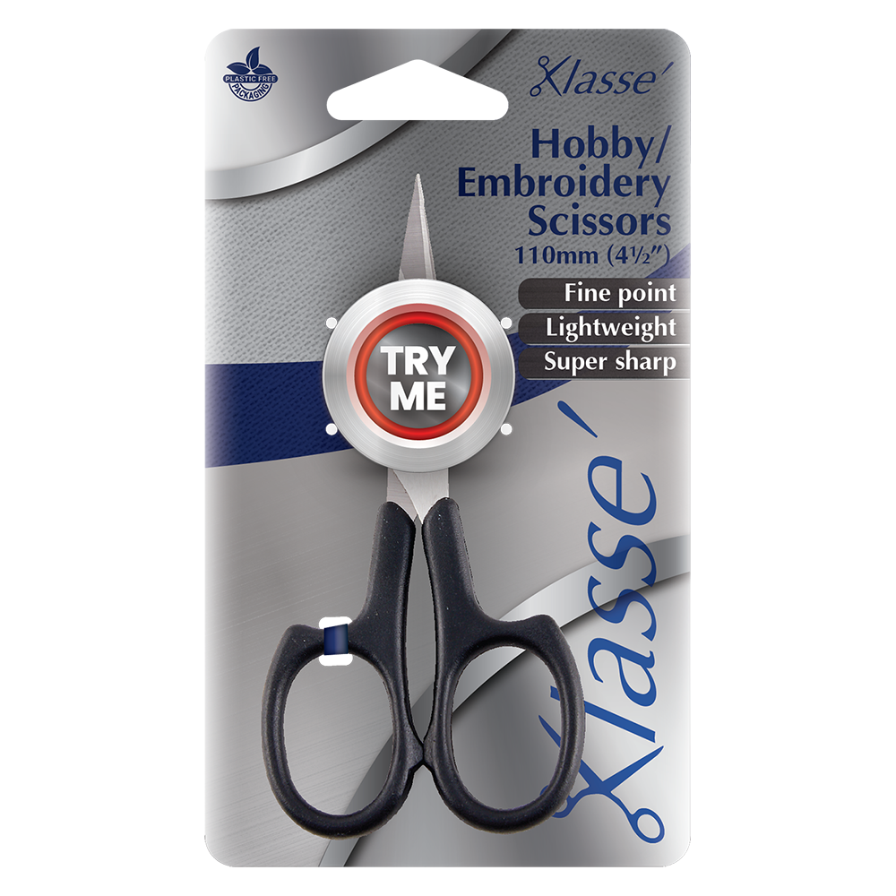 Black Fine Point Hobby / Embroidery Scissors 110mm (4 1/2″)