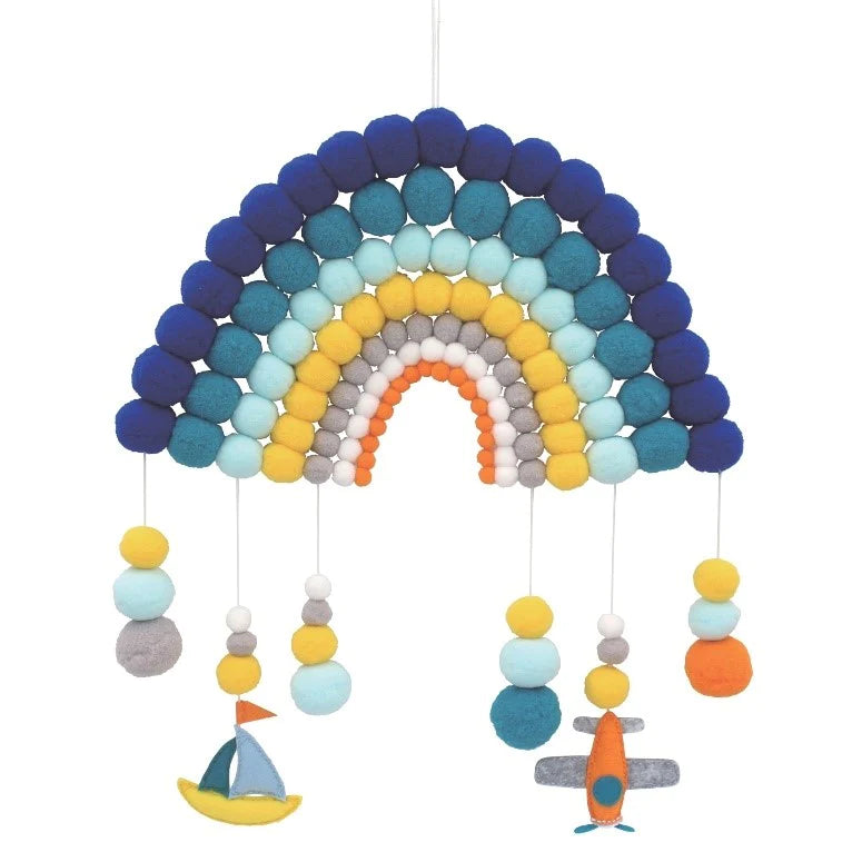 Sew your own Pom Pom Rainbow Mobile