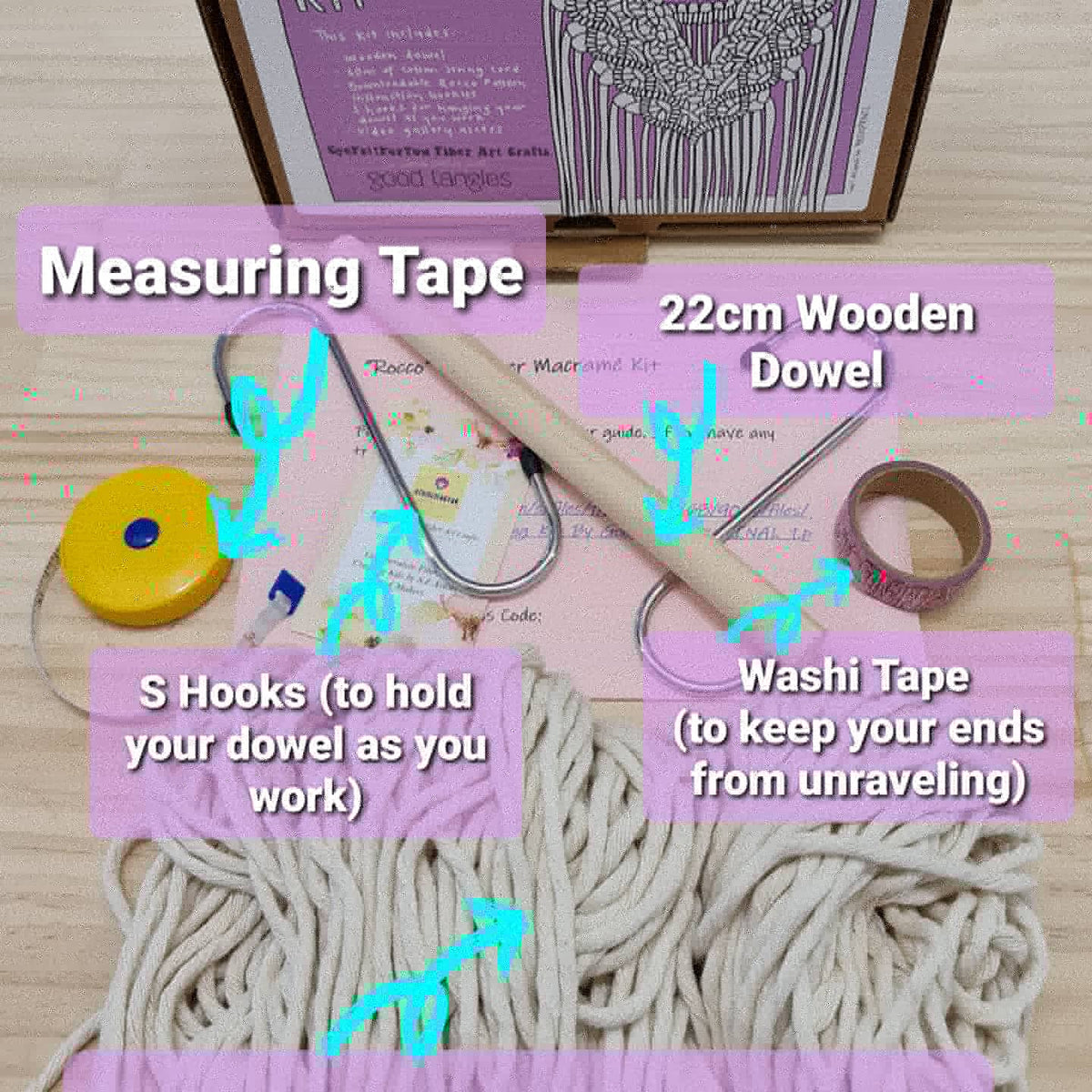 Beginner "Rocco" Macrame Kit by Good Tangles - Punch Needle Supplies NZ