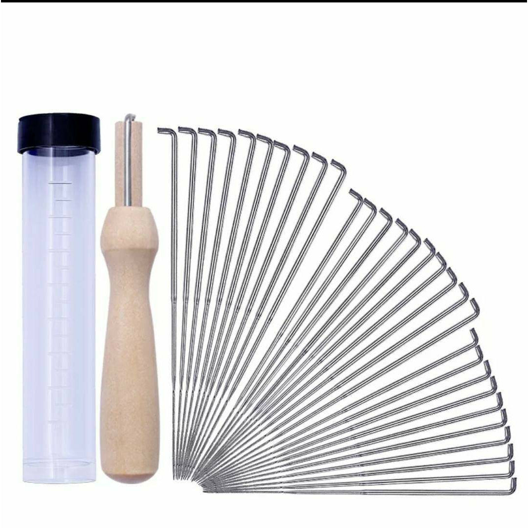Wooden Needle Felting Tool with 8 Needles - Punch Needle Supplies NZ