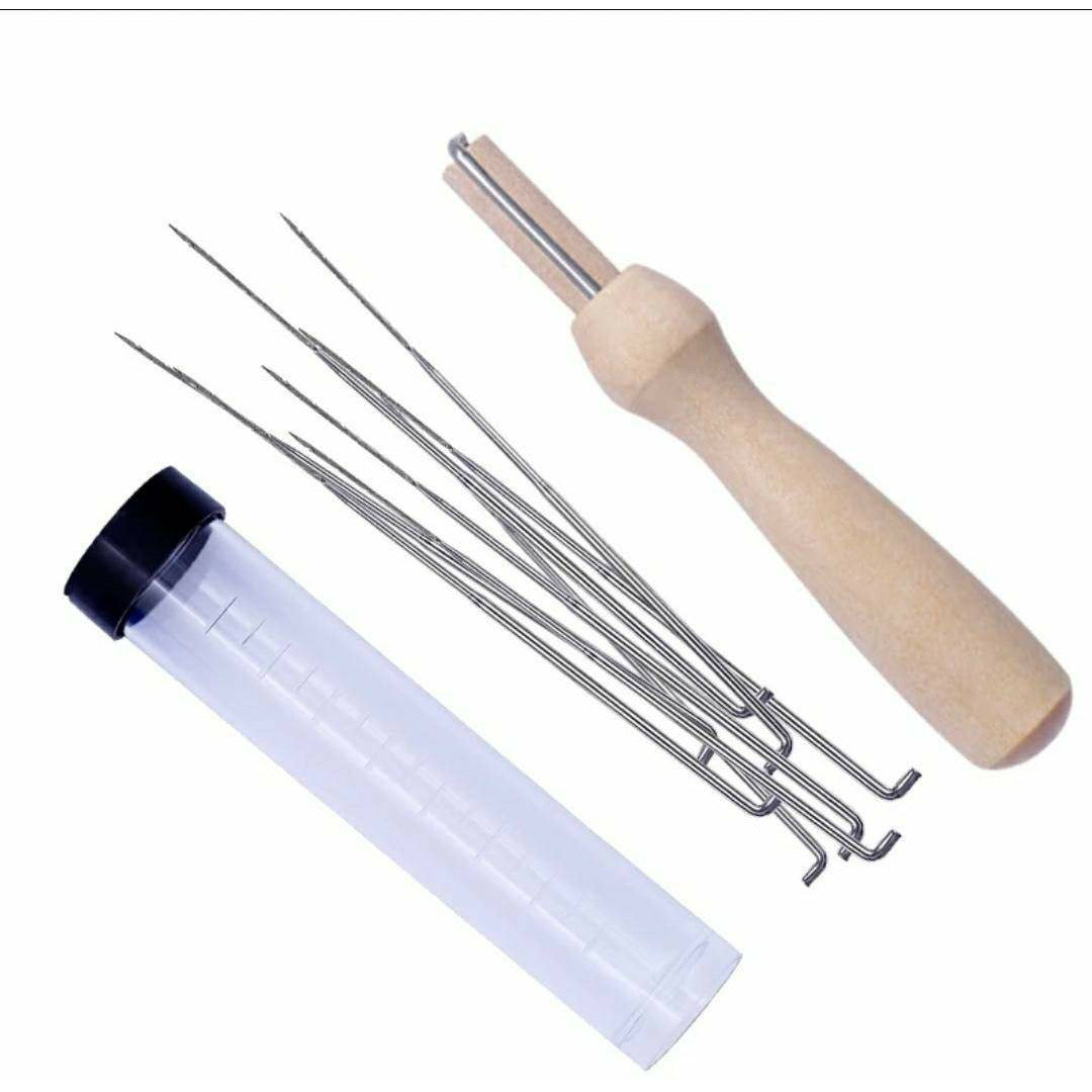 Wooden Needle Felting Tool with 8 Needles - Punch Needle Supplies NZ