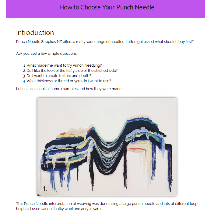 eBook: How to Choose your Punch Needle?! - Punch Needle Supplies NZ
